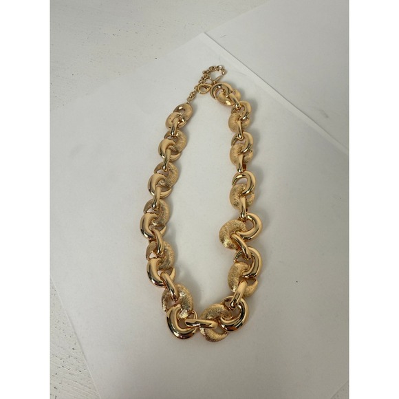 Mango Jewelry - Mango MNG Gold Tone Chunky Crescent Link Statement Necklace Adjustable 18-20 In